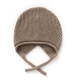 Pure Cashmere Beanie Hat Curl Edge Cashmere Ski Cap for Women Tie-able Hats