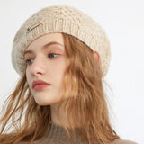 Cappello berretto in cashmere da donna Berretto francese in cashmere lavorato a maglia grossa per l'autunno inverno