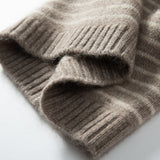 Berretto in puro cashmere con bordo a costine Berretto in cashmere a righe in cashmere