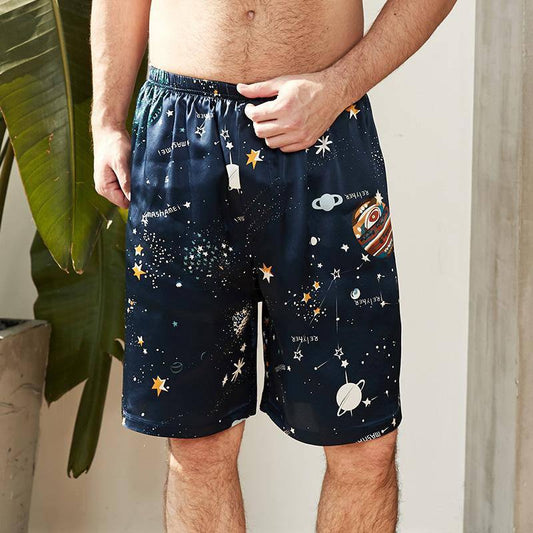 Pugili da seta da uomo stampare pantaloncini da sonno di seta