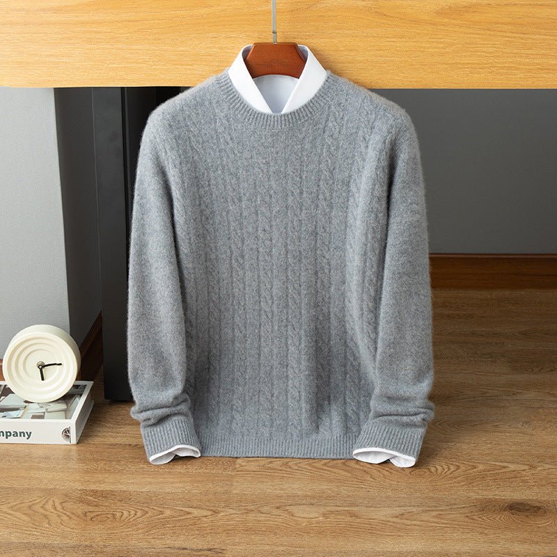 mens long sleeve cashmere knitted sweater crew neck cashmere sweatshirts dressy wear - slipintosoft