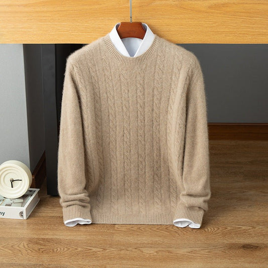 mens long sleeve cashmere knitted sweater crew neck cashmere sweatshirts dressy wear - slipintosoft