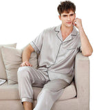 Men's Short Sleeve Silk Pajamas Set For Men Most Comfortable Silk Nightwear (multi-colors) XL XXL XXXL -  slipintosoft