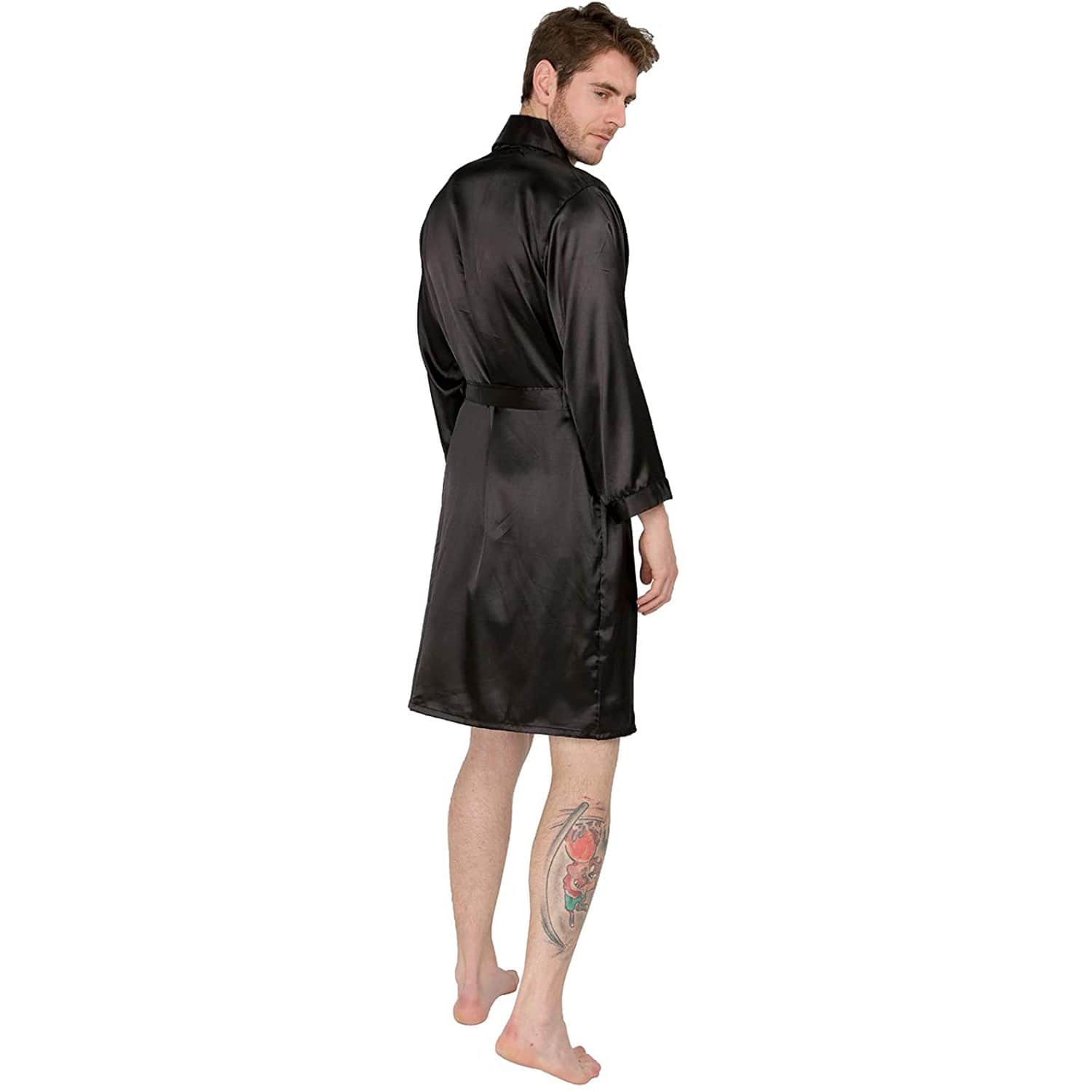 Men's Silk Kimono Robe Summer Long Sleeve Silk bathrobe -  slipintosoft