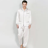 Men's Silk Long Pajamas Set with Pockets Silk Long Button-Down Pajamas Set - slipintosoft