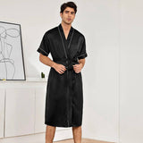 Men's Short Silk Robe Set Two Pieces Silk bathrobe Silk Kimono Robe Set with Shorts -  slipintosoft