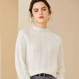 Mock Neck Cashmere Sweater Long Sleeve For Women Winter Warm Cashmere Tops - slipintosoft