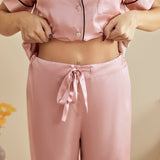 Mulberry Silk Pajama Set for Women Short Sleeve Long Pant Women's Silk Sleepwear - slipintosoft