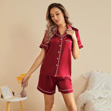 Women's Silk Pajamas Short Set Two-Piece 100% Short Silk Sleepwear - slipintosoft