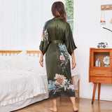 Stampe floreale ombre lungo la veste kimono di seta di gelso al 100% per donne