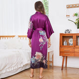 Stampe floreale ombre lungo la veste kimono di seta di gelso al 100% per donne