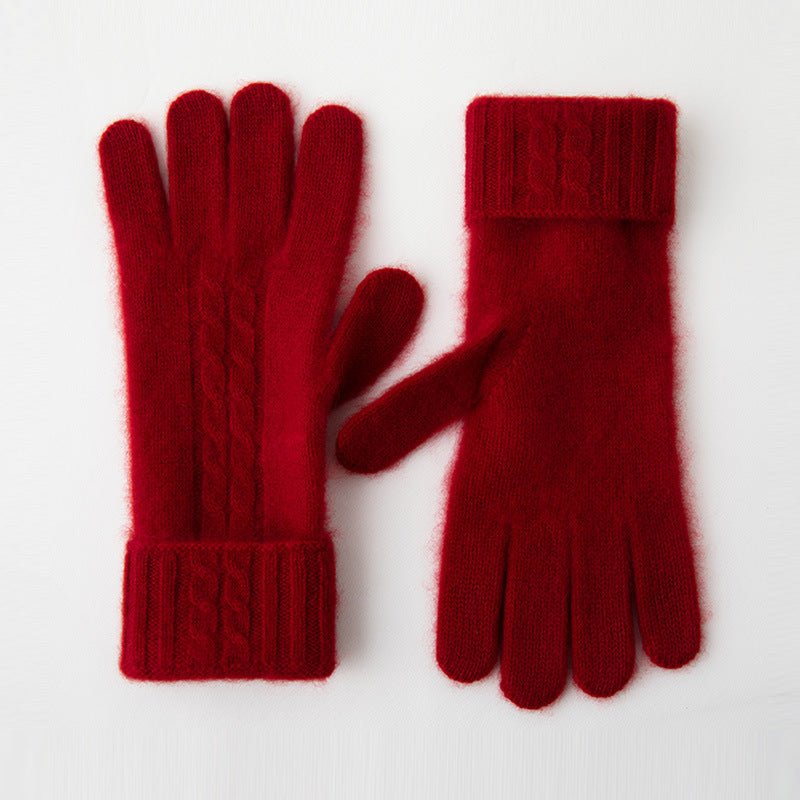 Pure Cashmere Gloves Touch Screen Cashmere Knitted Mittens