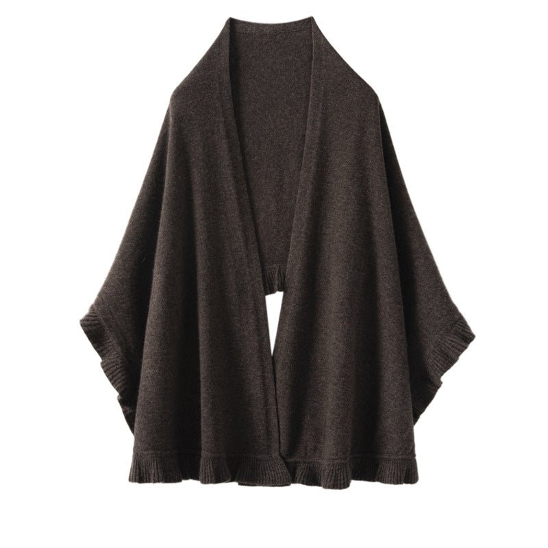 Pure Cashmere Scarf Long Cashmere Shawl and Wraps for Winter Flounce Edge Cloak Cashmere Scarf