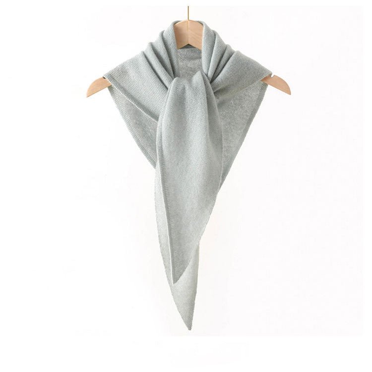 Pure Cashmere Triangle Neck Scarf Cashmere Knit Wrap for Men and Women