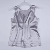 Round Neck Mulberry Silk Tank Top For Women - slipintosoft