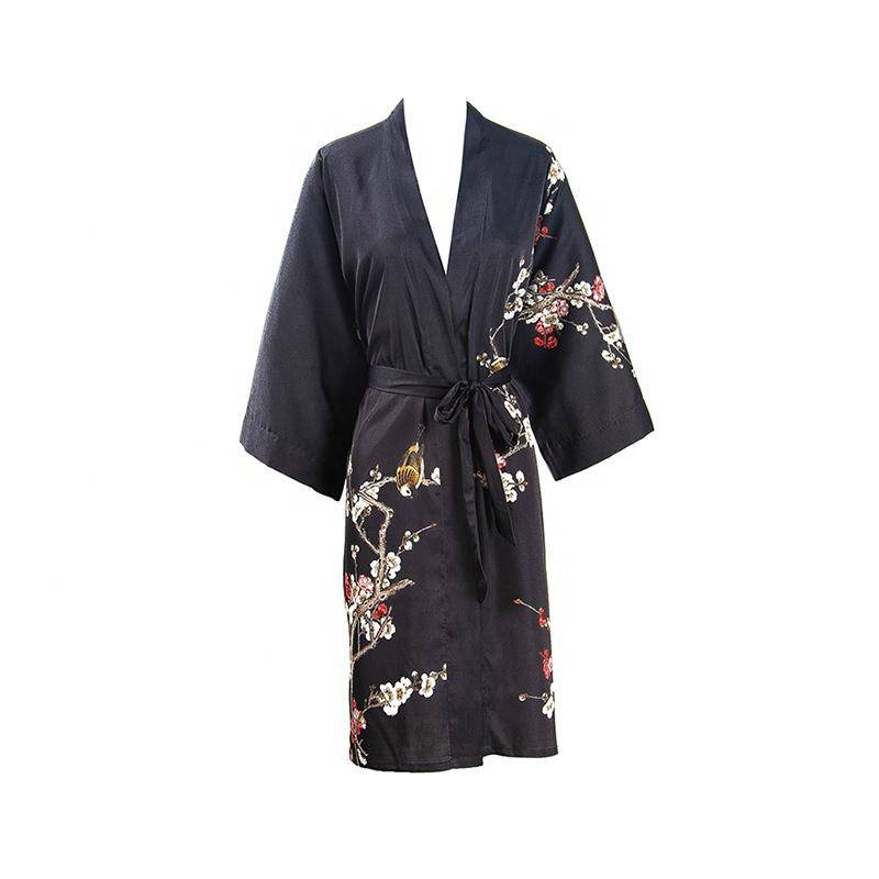 Short Silk Kimono Robe Women's Cherry Blossom Personalized Silk Kimono Dressing Gown Lounge Wears For Women -  slipintosoft