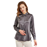 Women's Silk Blouse Long Sleeve Lady Silk Shirt Casual Office Work Blouse Silk Shirt Tops - slipintosoft