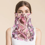 Silk Floral Printed Neck Gaiter Silk Face Masks Knitted Mesh Scarf for Women - slipintosoft