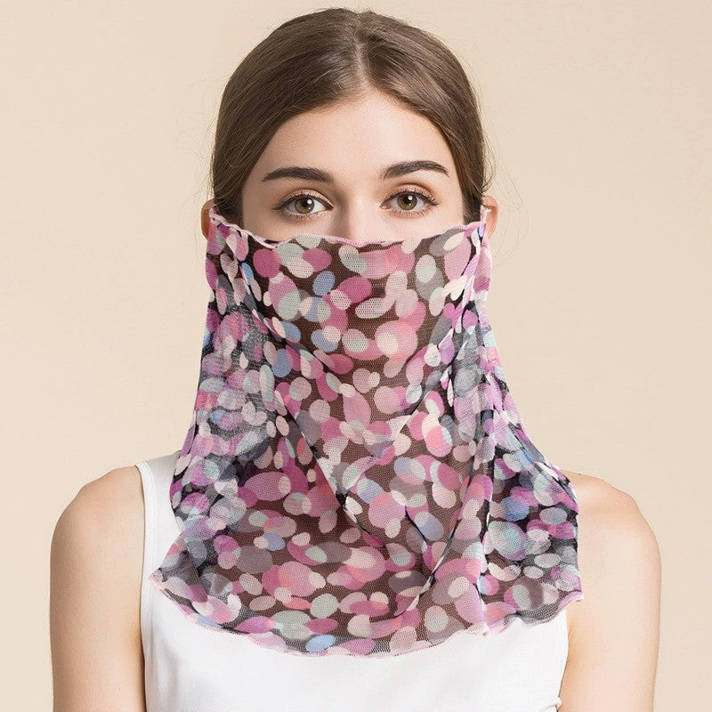 Silk Floral Printed Neck Gaiter Silk Face Masks Scarf for Women