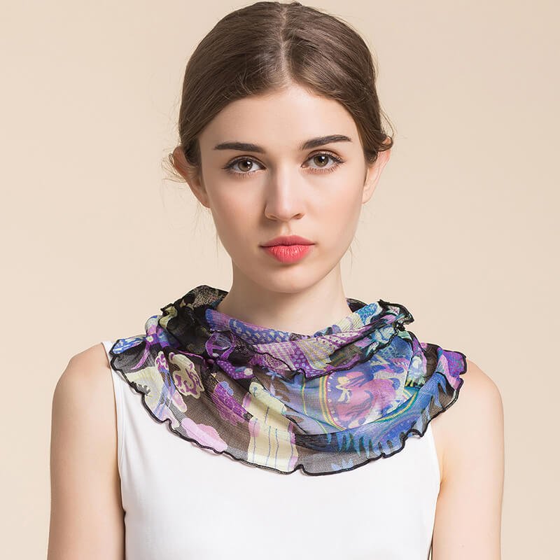 Silk Floral Printed Neck Gaiter Silk Face Masks Scarf for Women