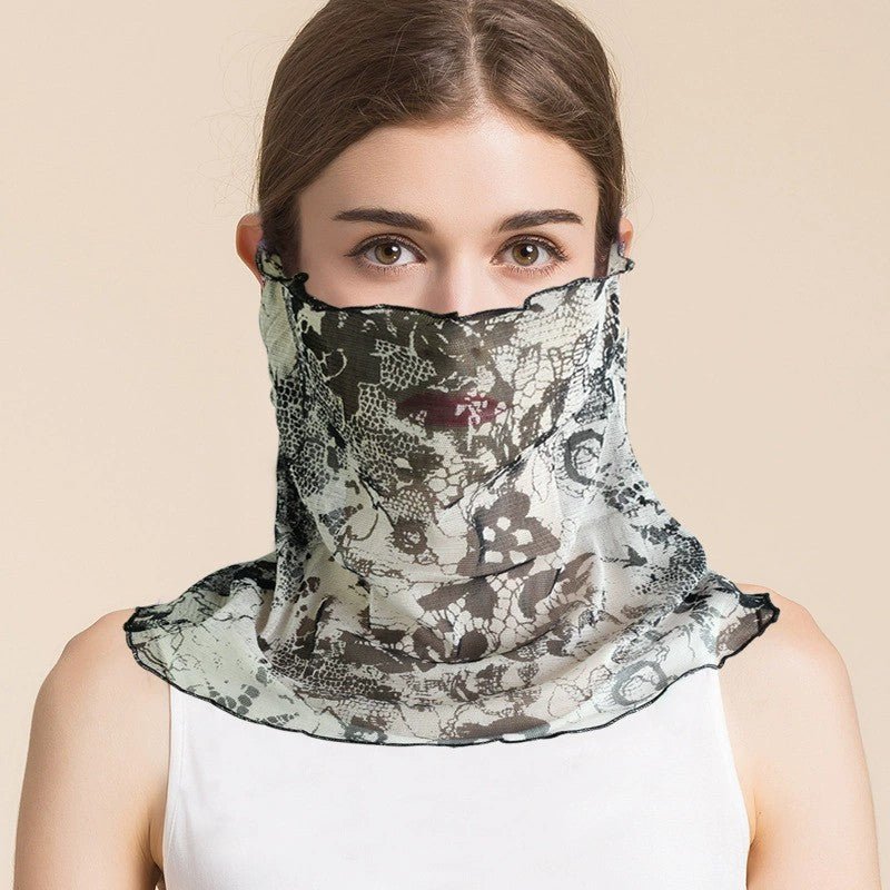 Silk Floral Printed Neck Gaiter Silk Face Masks Scarf for Women