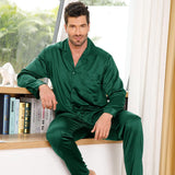 Silk Pajamas for Men Long Sleeve Soft Comfortable 100% Real Silk Pajamas Set - slipintosoft