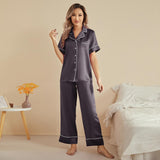 Classic Silk Two Piece Pajamas Set For Women luxury silk Sleepwear - slipintosoft