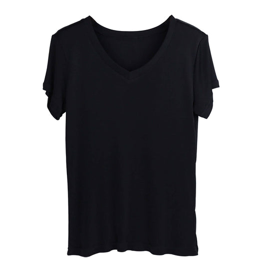 Silk v-neck short-sleeved t-shirt women's silk bottoming shirt women's top - slipintosoft