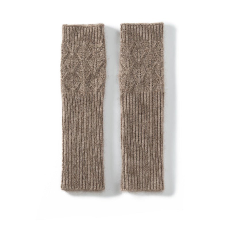 Soft Cable Fingers Free Fingerless Cashmere Knit Gloves Cashmere Wrist Protection - slipintosoft