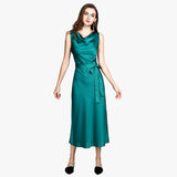 Ladies sleeveless Cowl Neck Silk Dress - slipintosoft