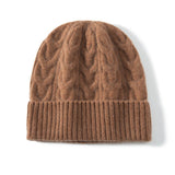 women and men cashmere cable knitted solid hats winter warm cashmere beanie - slipintosoft