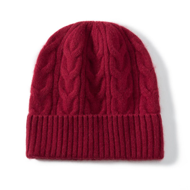 women and men cashmere cable knitted solid hats winter warm cashmere beanie - slipintosoft