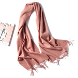 Women and Men Pure Cashmere Scarf Long Lightweight Cashmere Wrap Scarf with Tassel - slipintosoft