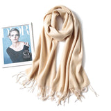 Women and Men Pure Cashmere Scarf Long Lightweight Cashmere Wrap Scarf with Tassel - slipintosoft