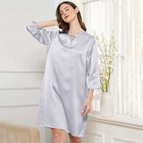 Women Silk Chemise round neck 100% Mulberry pure Silk Nightdress