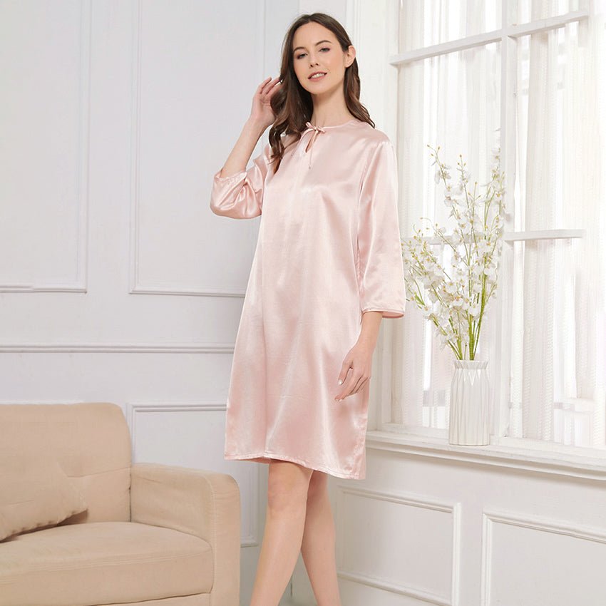 Women Silk Chemise round neck 100% Mulberry pure Silk Nightdress