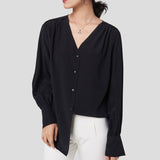 Camicia da donna in seta 100% gelso maniche lunghe v collo da lavoro seta camicetta di seta