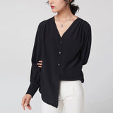 Camicia da donna in seta 100% gelso maniche lunghe v collo da lavoro seta camicetta di seta