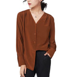 Camicia da donna in seta 100% gelso maniche lunghe v collo da lavoro seta camicetta di seta