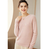 Women's 100% Superfine Cashmere Hollow-out knit Crewneck Sweater - slipintosoft