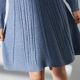 Womens A Line Cashmere Dresses Long Sleeve Solid Cashmere Knitted Dress - slipintosoft