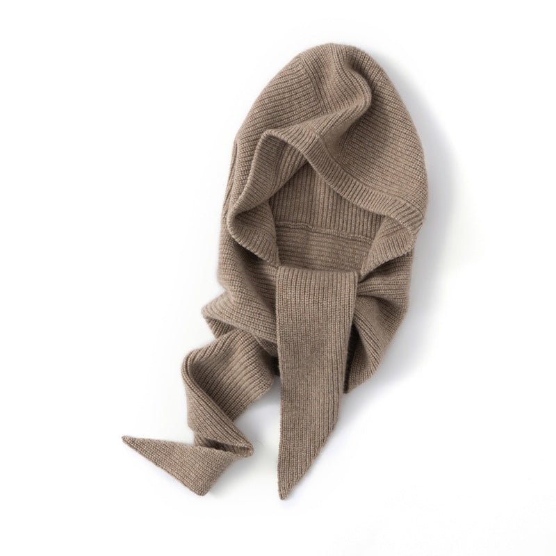 Womens Cashmere Balaclava Cashmere Hooded Scarf Cozy Knit Winter Wrap