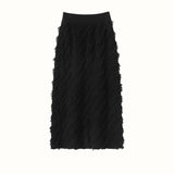 Women's Cashmere Midi Skirt with Tassels Knitted Cashmere Fitted Skirt Dresses - slipintosoft