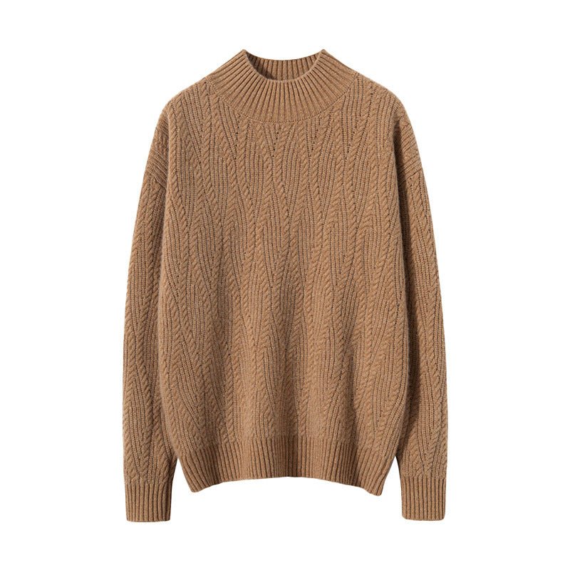 Women's Chic Half Turtleneck Cashmere Sweater Knitted Cashmere Pullover - slipintosoft