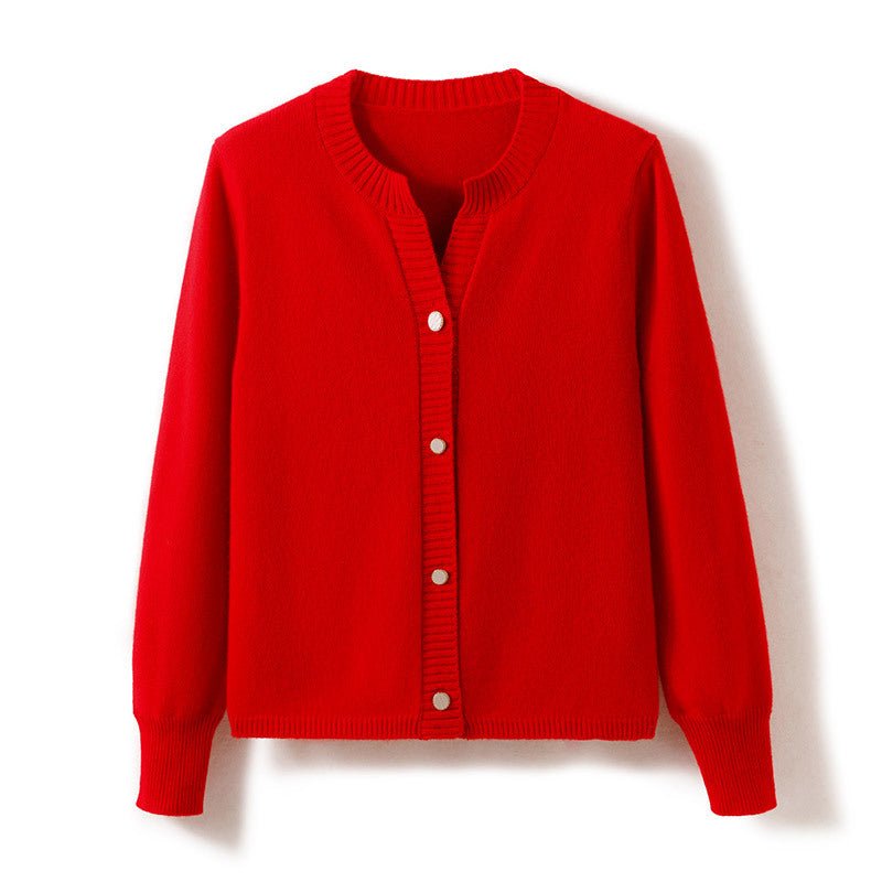 Women's Crew Neck Cashmere Cardigans Full Button-down Cashmere Sweater Outwear - slipintosoft