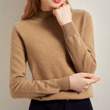 Women's Half Turtleneck Cashmere Sweater Basic Solid Cashmere Pullover - slipintosoft