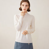 Women's Half Turtleneck Cashmere Sweater Basic Solid Knitted Cashmere Pullover - slipintosoft