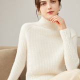 Women's Half Turtleneck Cashmere Sweater Slim Fit Solid Cashmere Pullover - slipintosoft