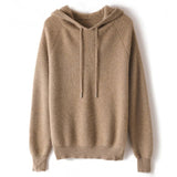 Women's Hoodie Cashmere Sweater Long Sleeve Cashmere Hooded Cashmere Sweater - slipintosoft