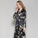 Women's Luxury Silk Pajamas Set Plant With Flower Print Silk Sleepwear - slipintosoft